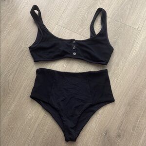 LSpace black ribbed swim set